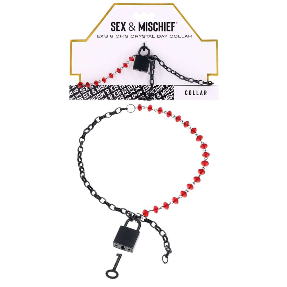 S&M Exs & Ohs Crystal Day Collar - Red/Black Collar Jewellery